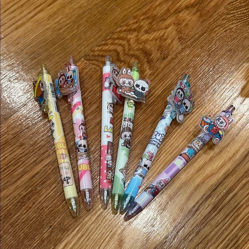 LABUBU PEN Colorful Cartoon Character 6 pack Pens Set new